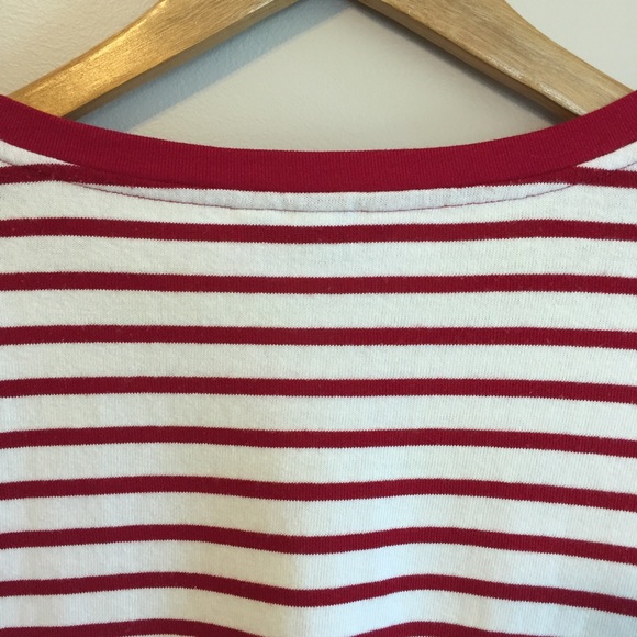 Lands’ End Long Sleeve Lace Up Striped Shirt Red & White - Picture 7 of 13